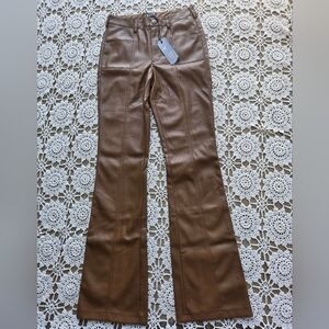 dELiA*s Dolls Kill Ready For Fun Vegan Brown Flare Vegan Leather Pants | Fall